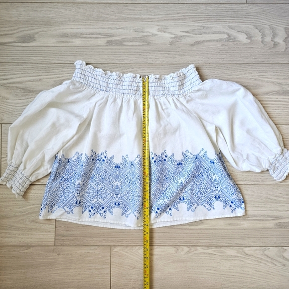 Aqua Women’s Linen Blend Off The Shoulder White Top - Size Large NWT - Picture 11 of 12